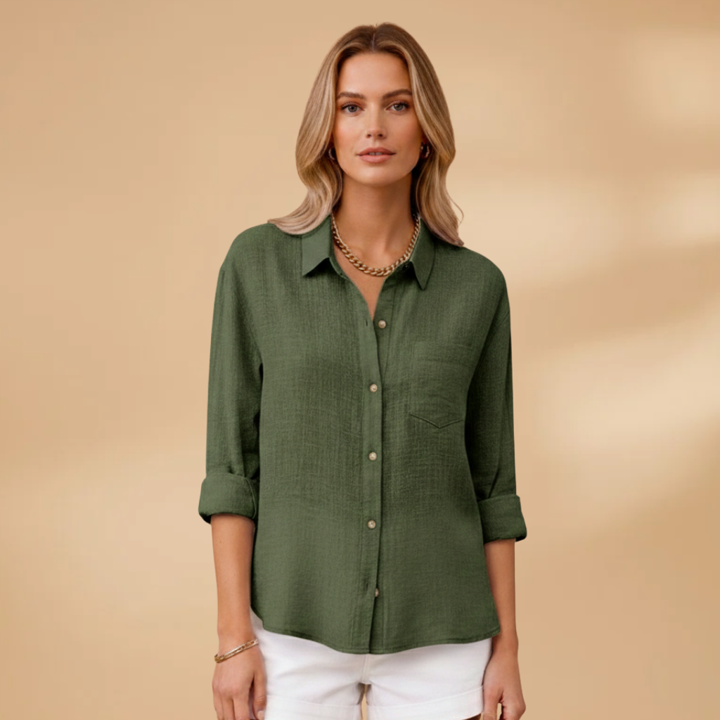Blusa a maniche corte da donna - camicia aderente con patta di bottoni | quotidiano