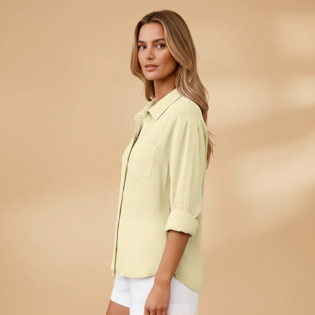 Blusa a maniche corte da donna - camicia aderente con patta di bottoni | quotidiano