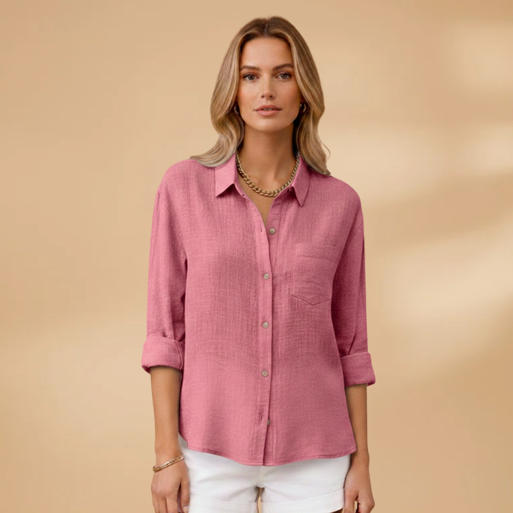Blusa a maniche corte da donna - camicia aderente con patta di bottoni | quotidiano