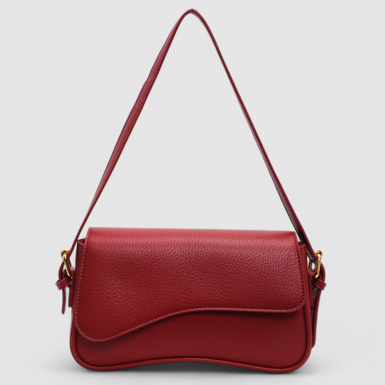 Borsa a tracolla da donna in pelle vegana con patta ondulata e tracolla