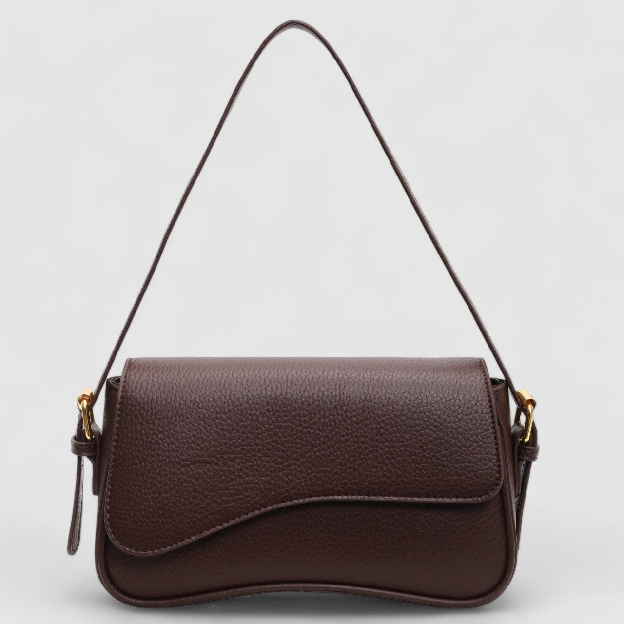 Borsa a tracolla da donna in pelle vegana con patta ondulata e tracolla