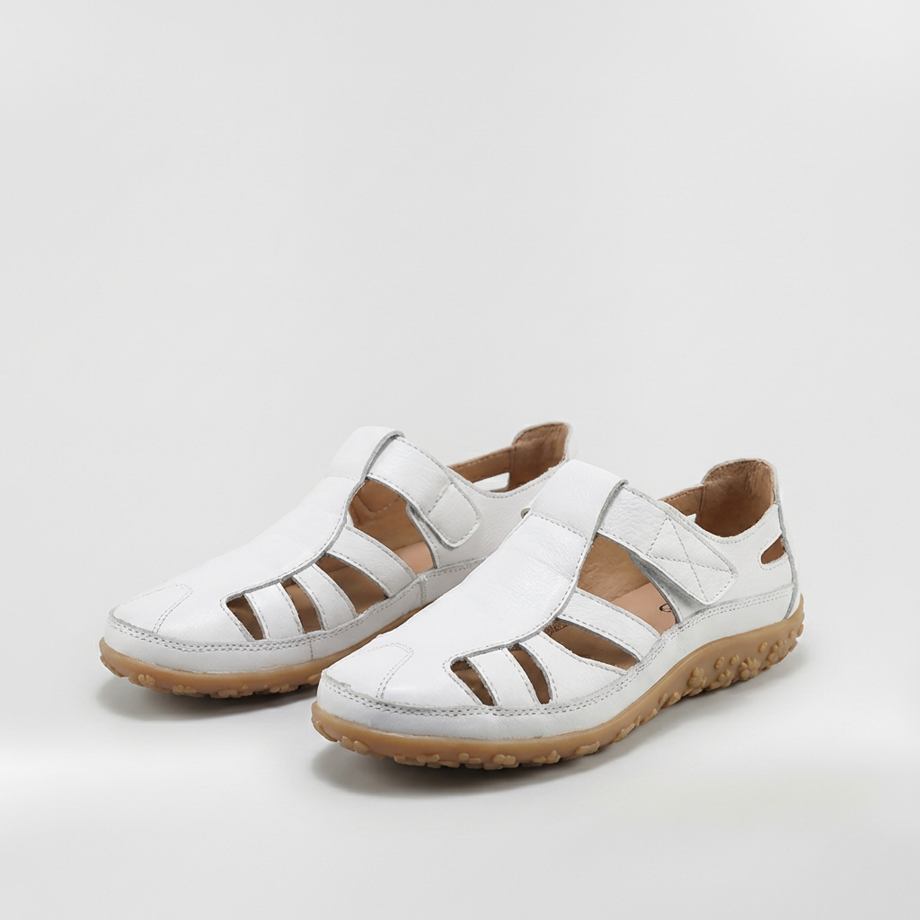 Sandale închise pentru femei, pantofi din piele cu barete și talpă foarte confortabilă