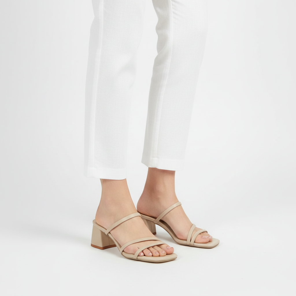 Sandales à talon moyen avec brides et semelle de soutien pour femme