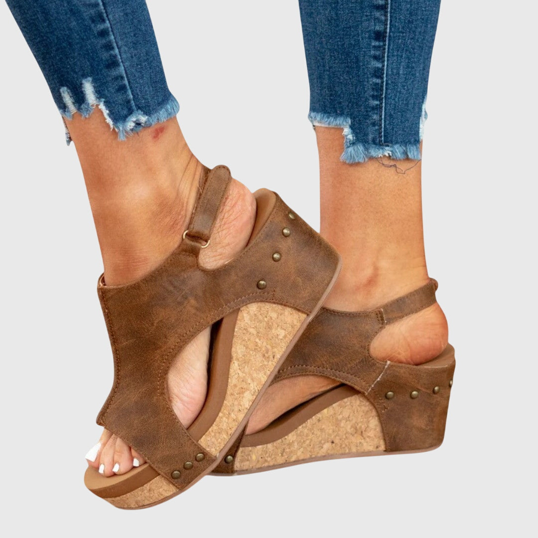 Sandales à plateforme pour femme Chaussures compensées avec finition en liège