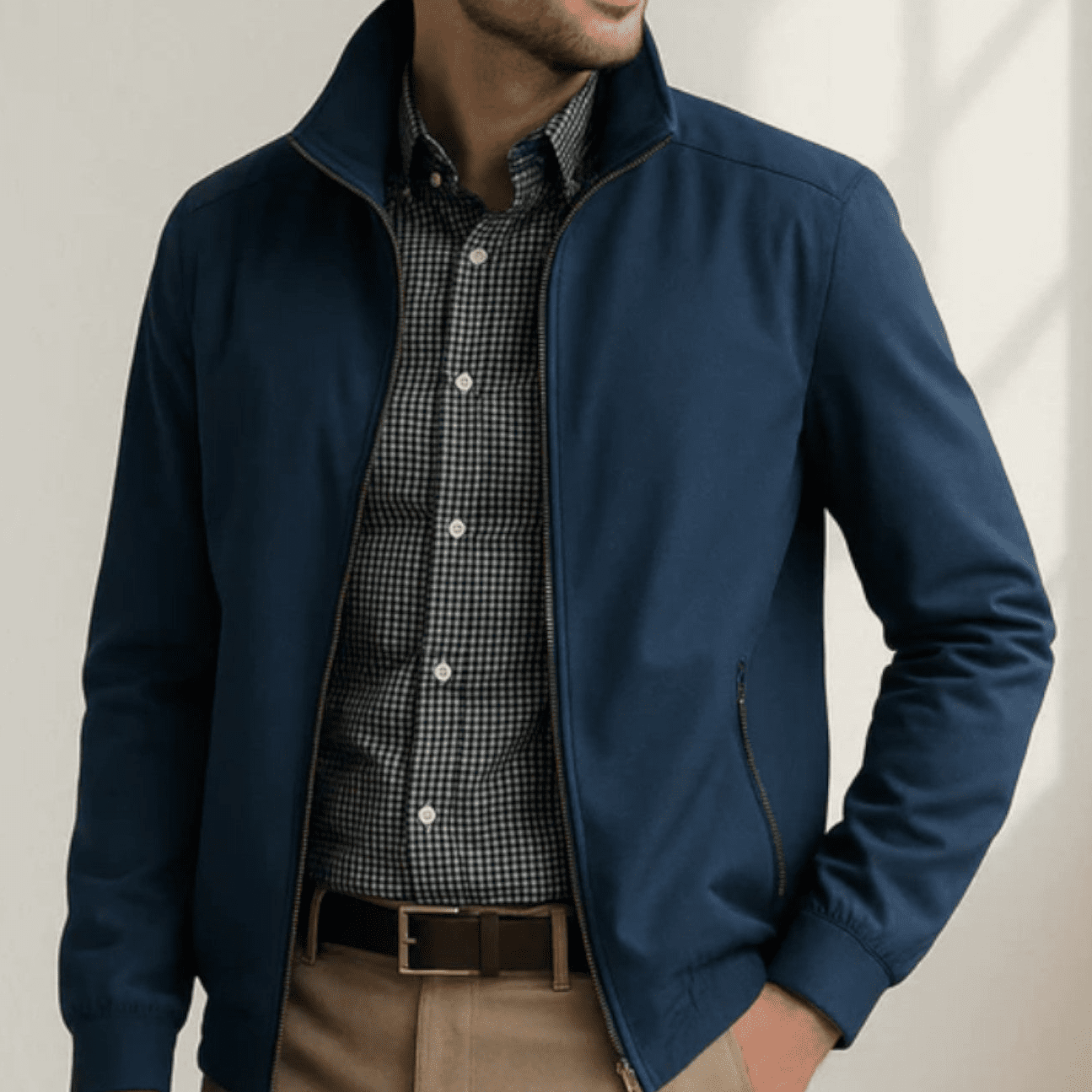 Giacca Bomber Leggera da Uomo con Chiusura a Cerniera e Collo Alto