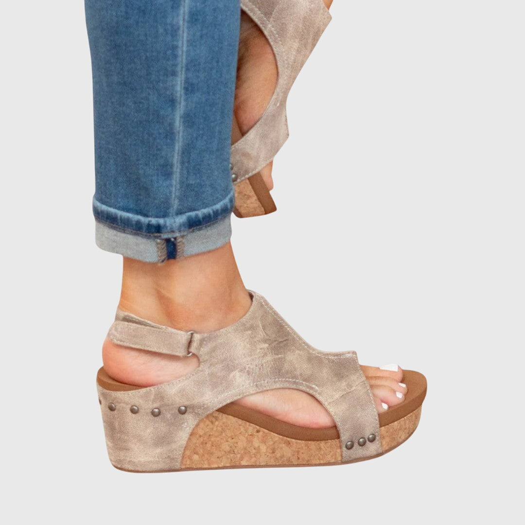 Sandales à plateforme pour femme Chaussures compensées avec finition en liège