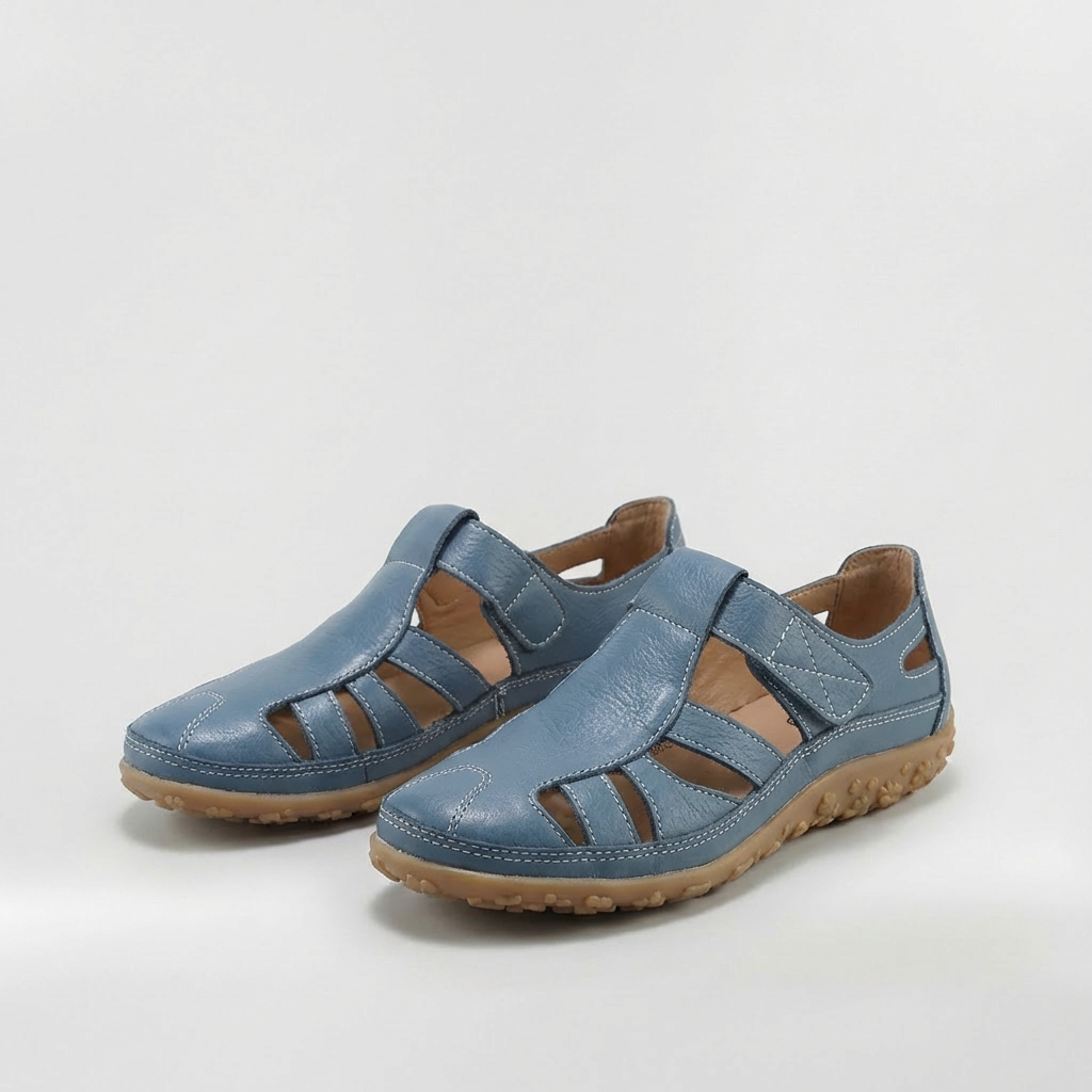 Sandale închise pentru femei, pantofi din piele cu barete și talpă foarte confortabilă