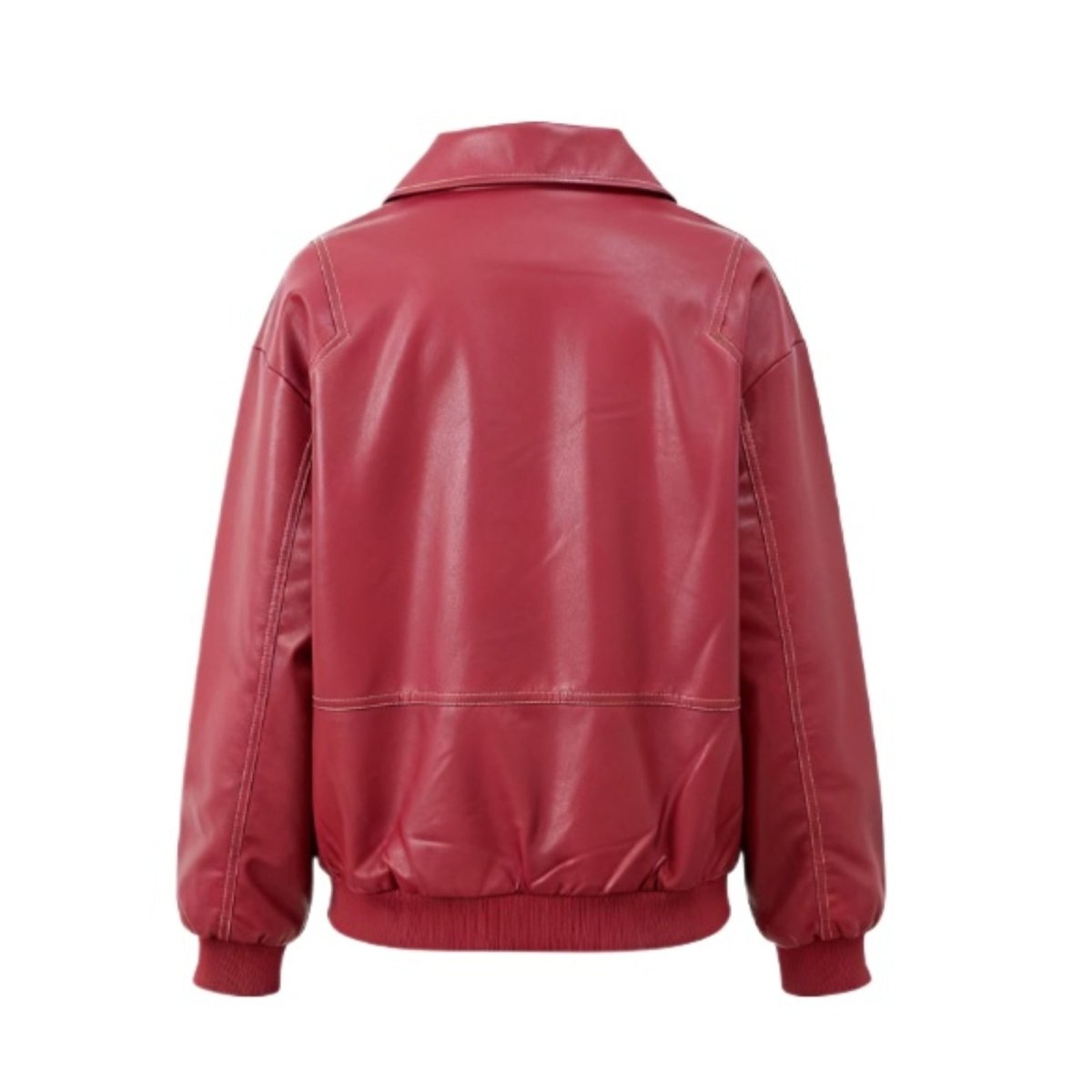 Oversize bomber bunda z umělé kůže s kontrastními švy