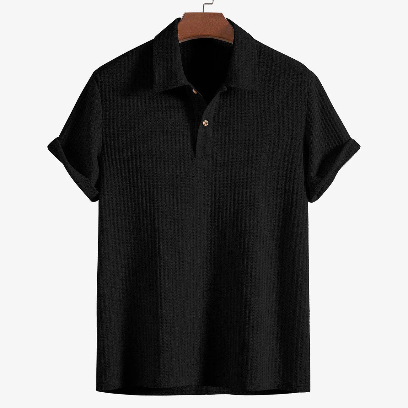 Polo in maglia da uomo a manica corta con collo a rever e texture a rete