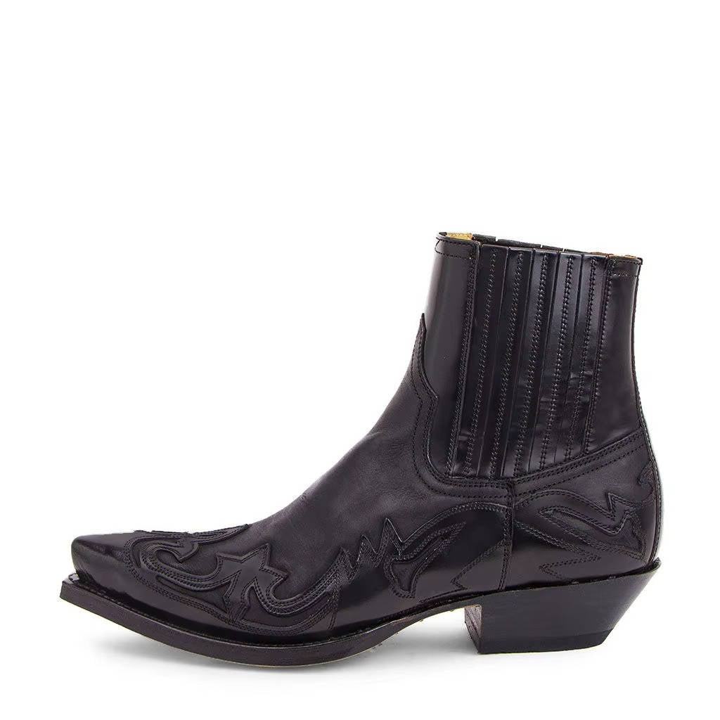 Bottes de cow-boy pour femme Bottines style western avec broderie et bout pointu en cuir PU