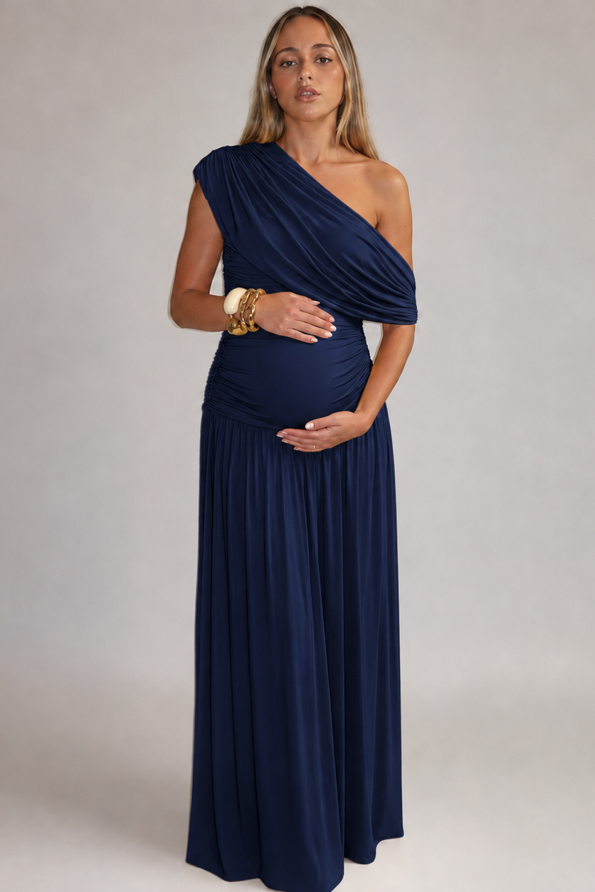 Rochie de maternitate asimetrică, lungă, elegantă