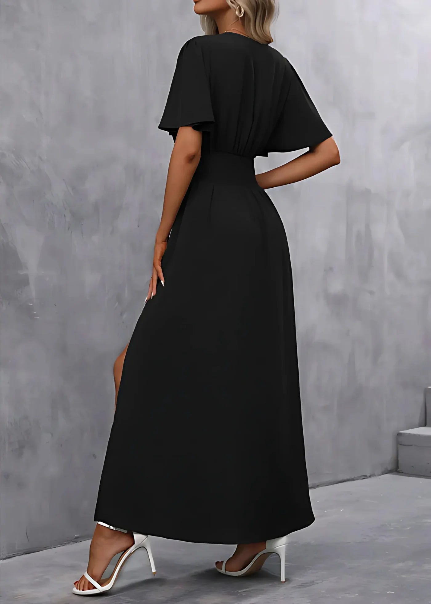 Vestido largo para mujer - escote en V con abertura - cena solemne