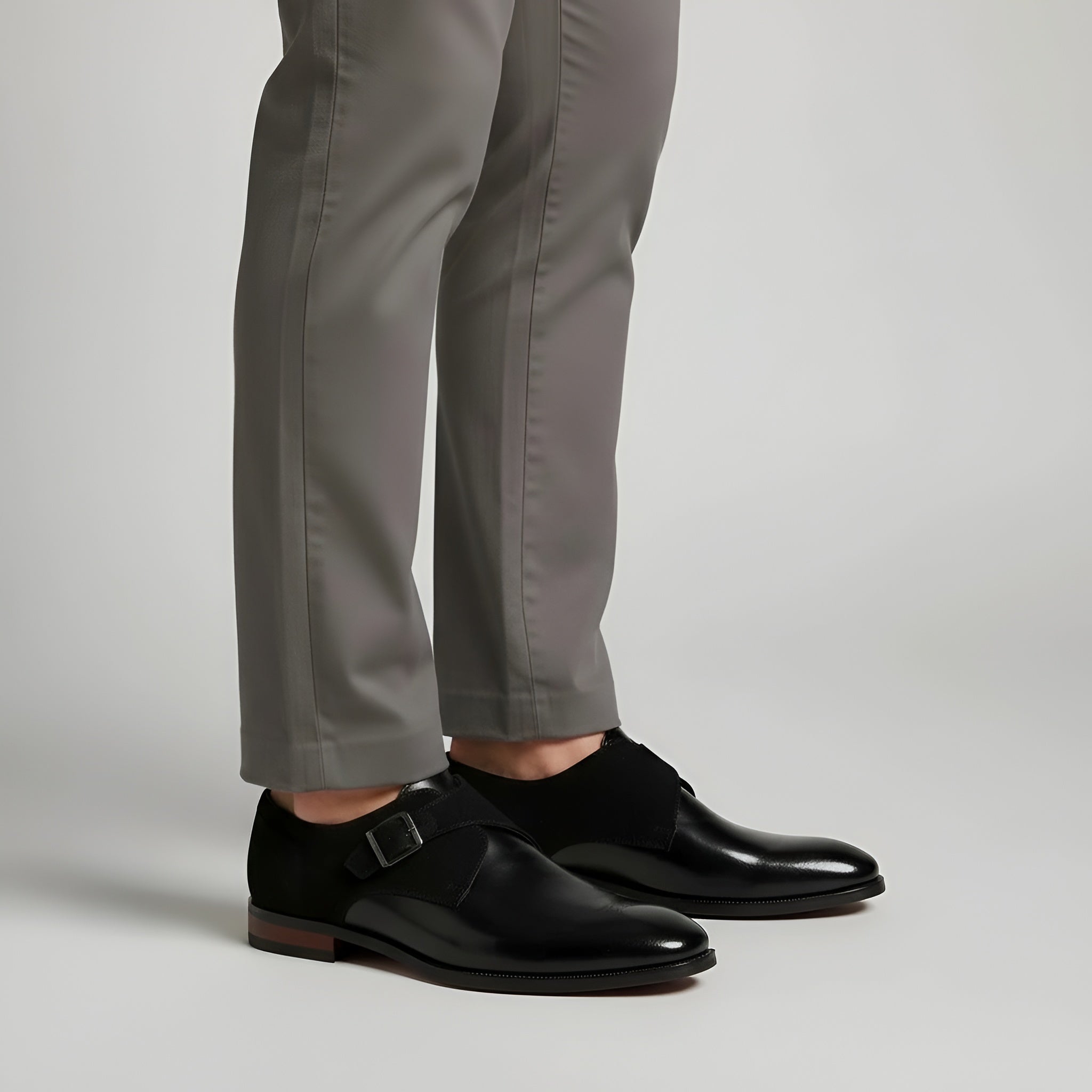 Sapatos Formais de Homem com Fivela Monk Strap em Pele Sintética