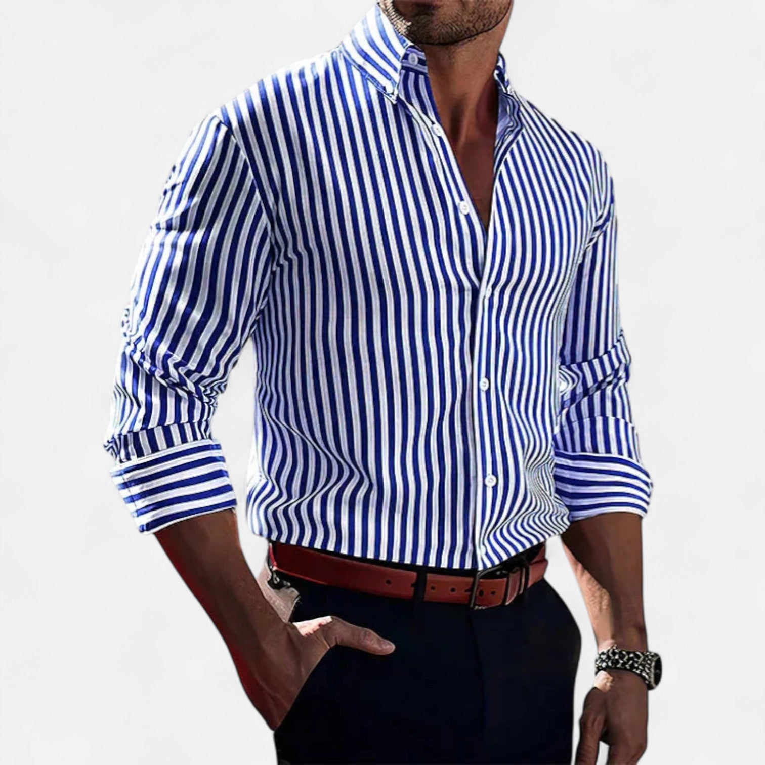 Eliaro Moda | Camisa a Rayas para Hombre – Diseño Clásico con Patrón Atemporal y Ajuste Refinado