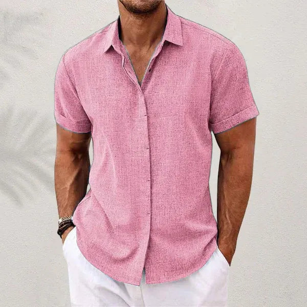 Camicia di lino da uomo - manica corta e collo aperto - spiaggia