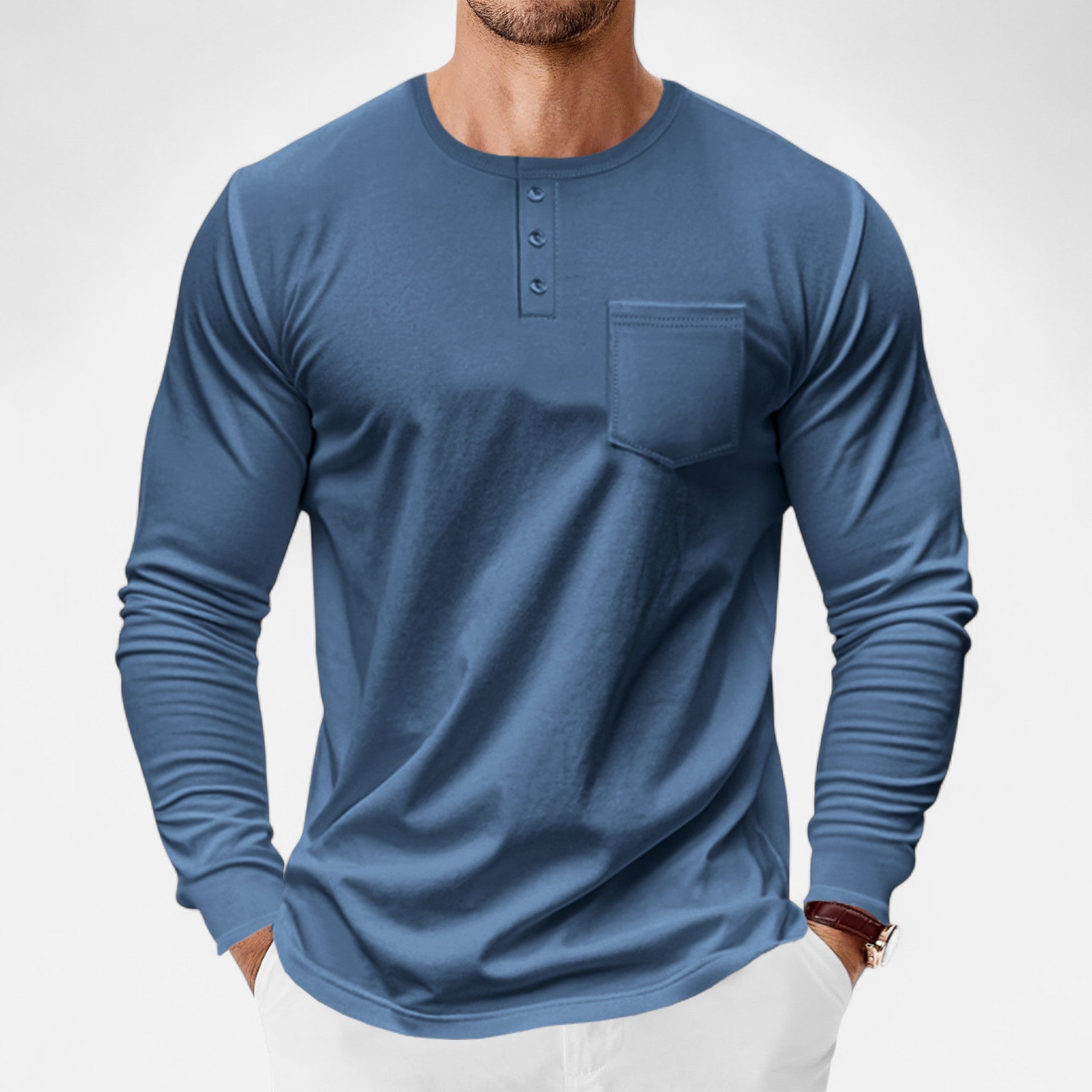 Eliaro Moda | Camisa Henley Hombre Manga Larga Estilo Riviera