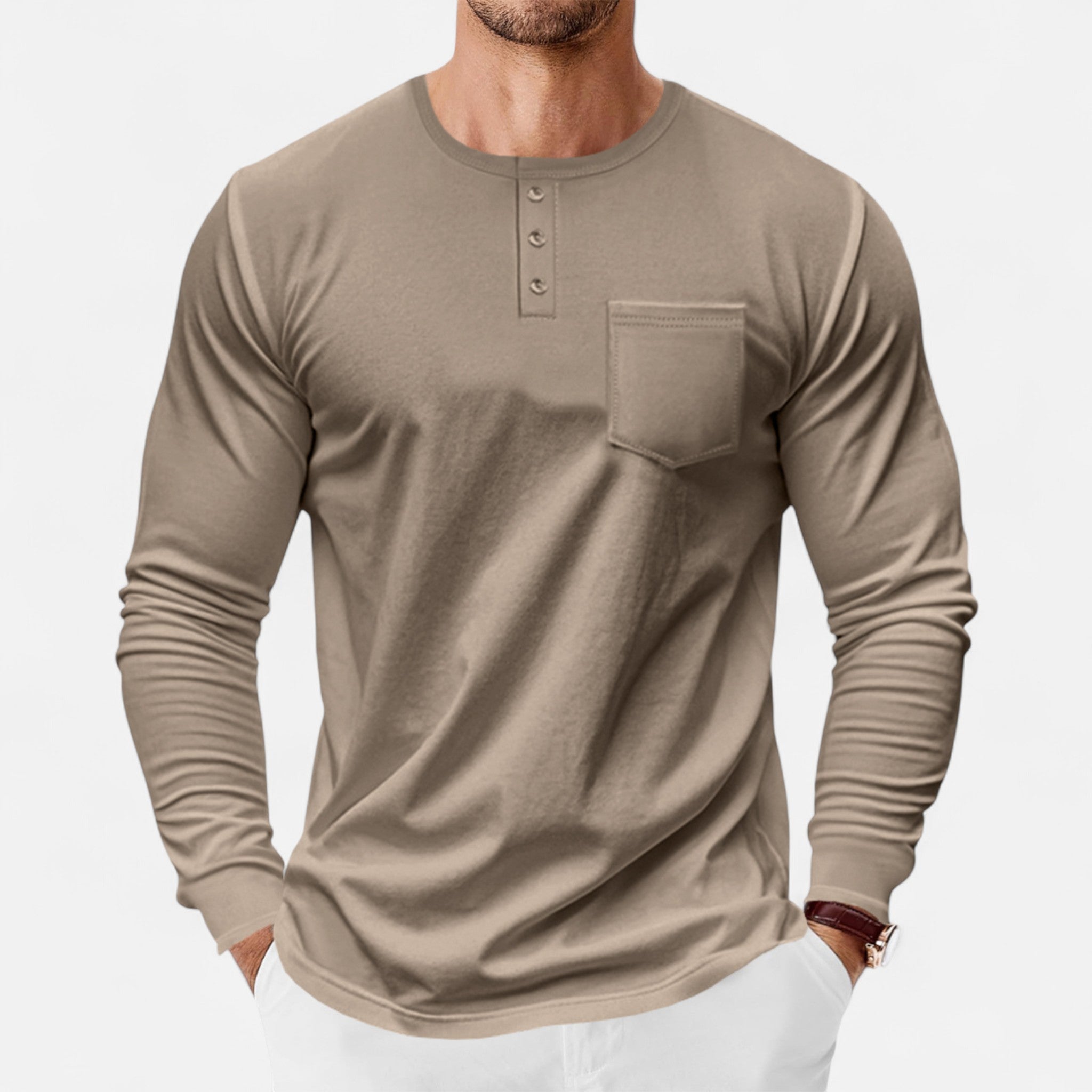 Eliaro Moda | Camisa Henley Hombre Manga Larga Estilo Riviera