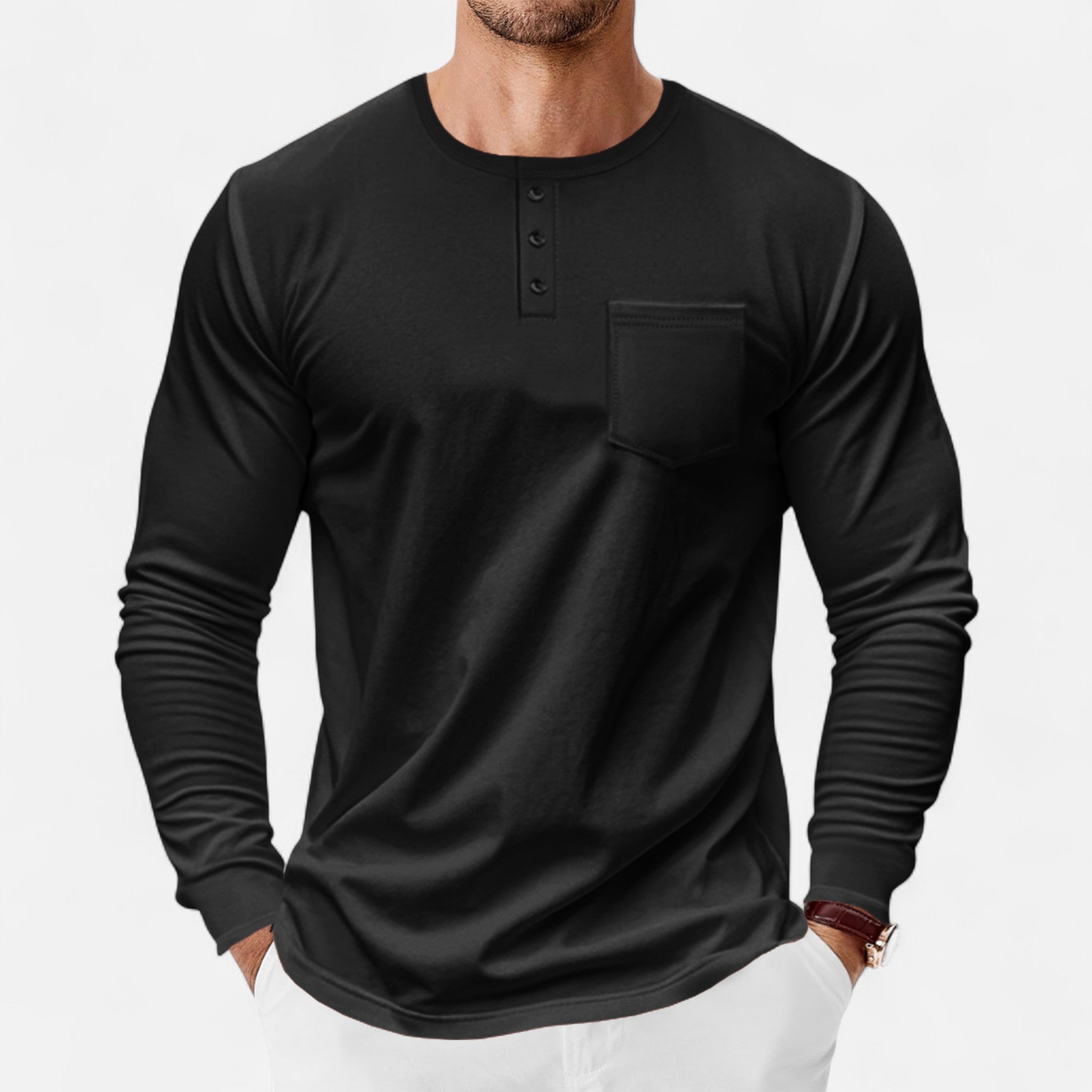 Eliaro Moda | Camisa Henley Hombre Manga Larga Estilo Riviera