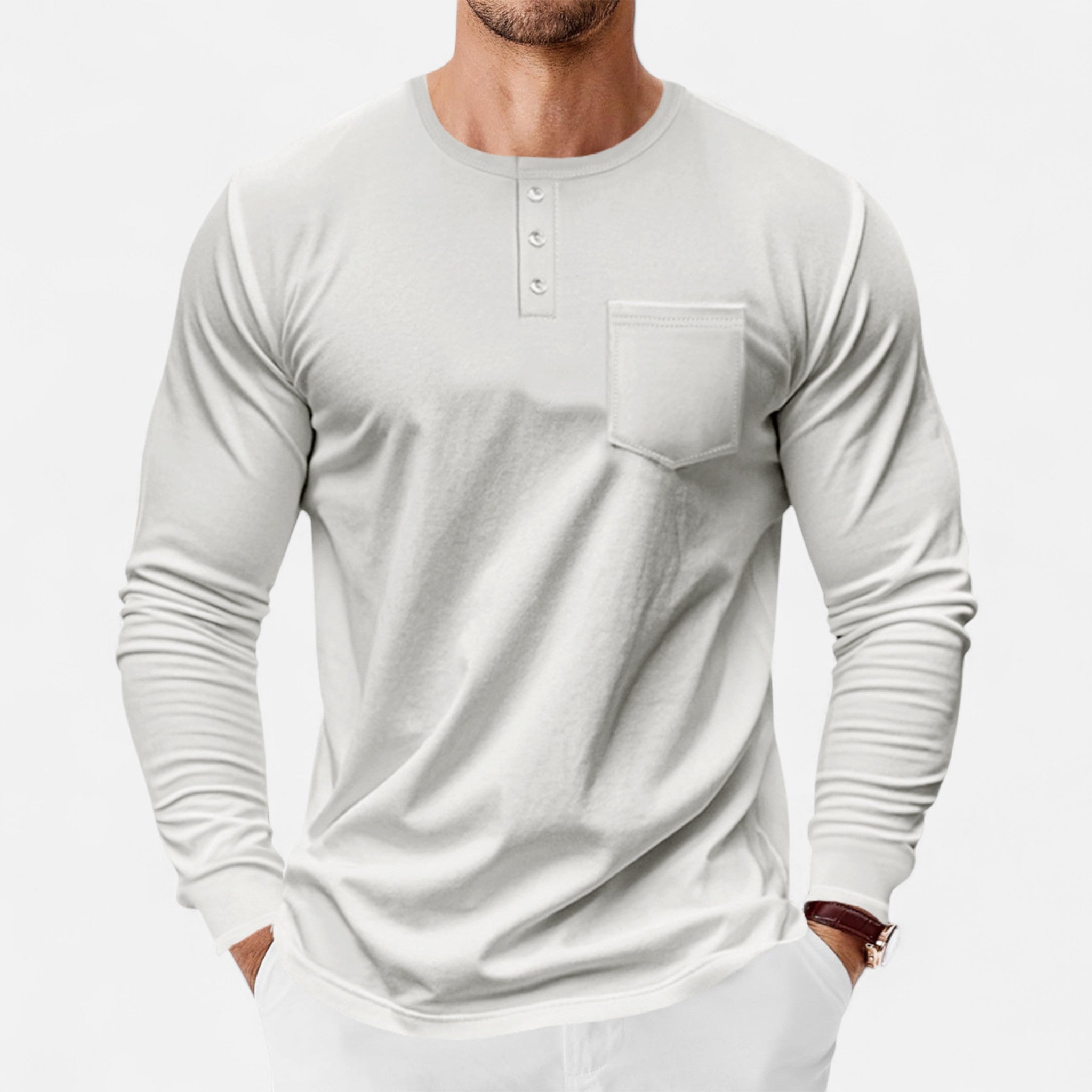 Eliaro Moda | Camisa Henley Hombre Manga Larga Estilo Riviera