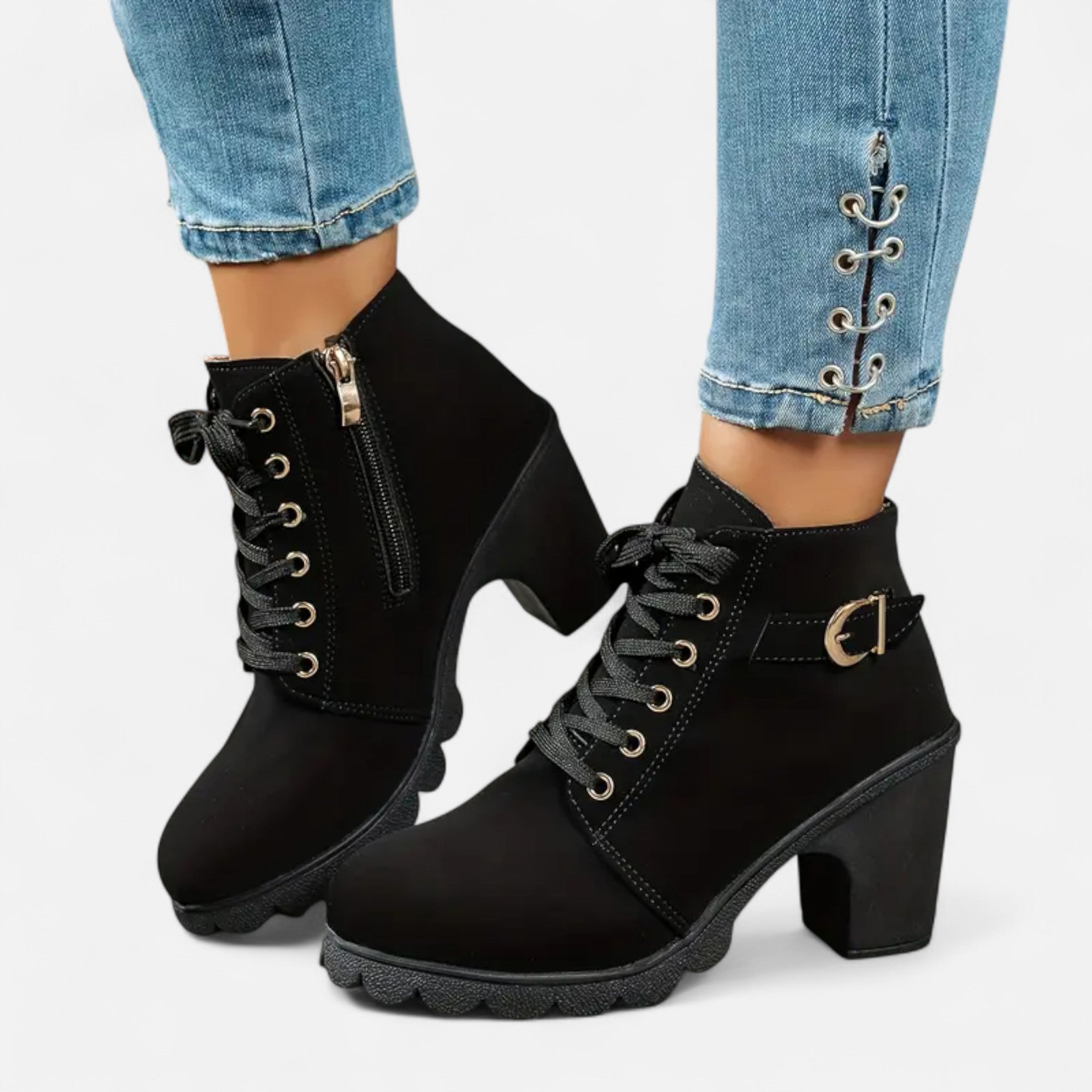 Eliaro Moda | Botines Cortos Mujer con Tacón de Bloque Elegante