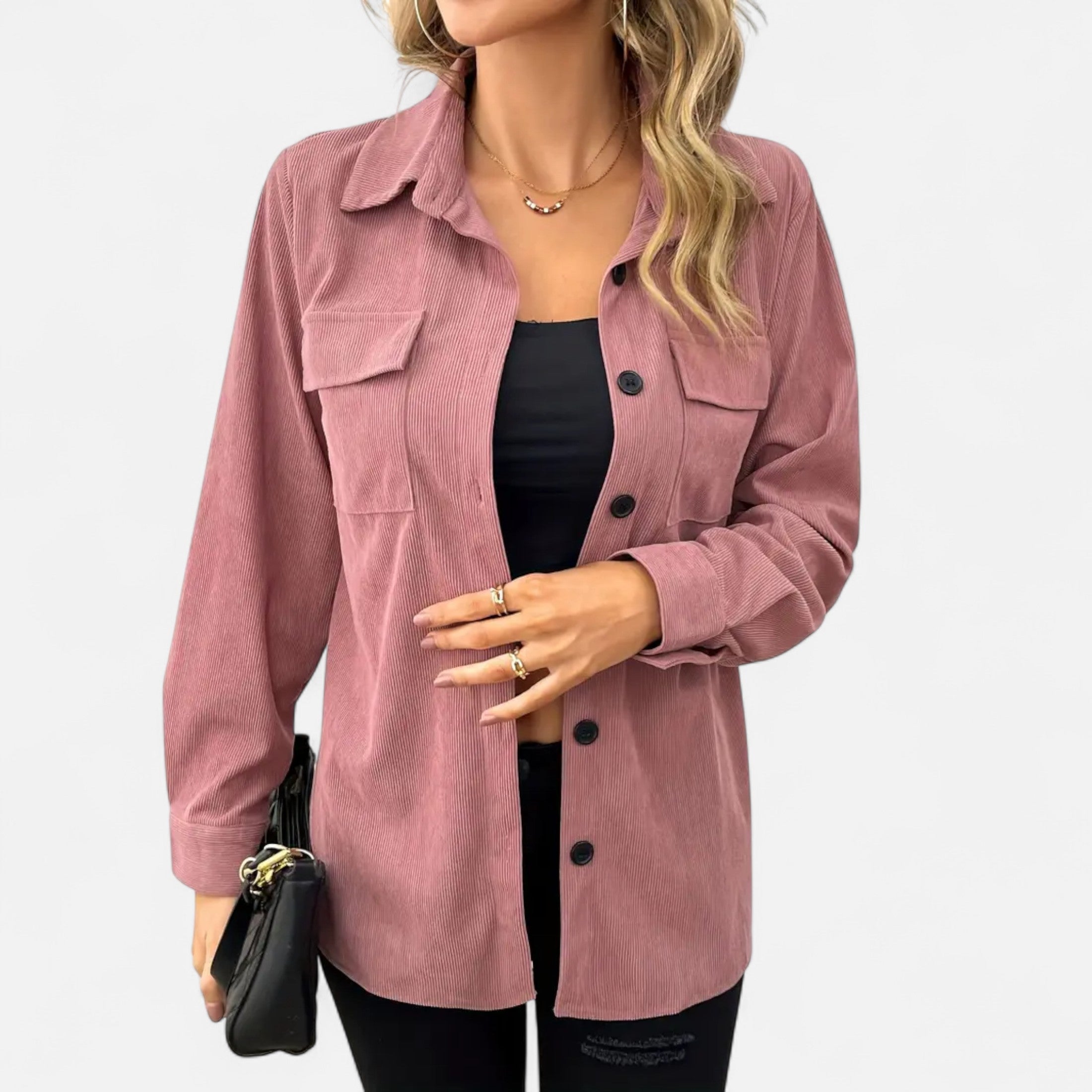 Eliaro Moda | Camisa de Pana Mujer con Bolsillos de Solapa