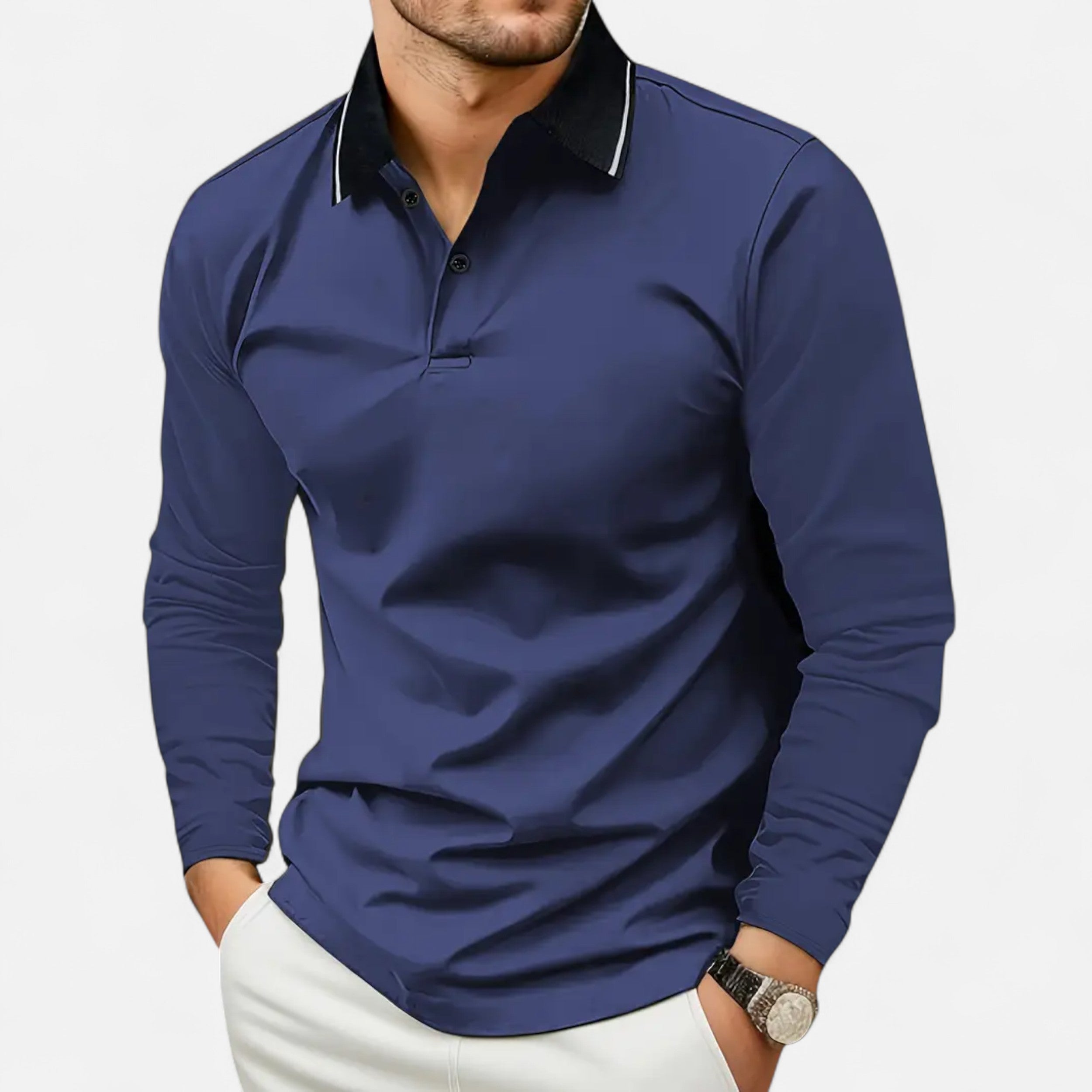 Eliaro Moda | Polo Hombre Manga Larga Estilo Rugby Casual
