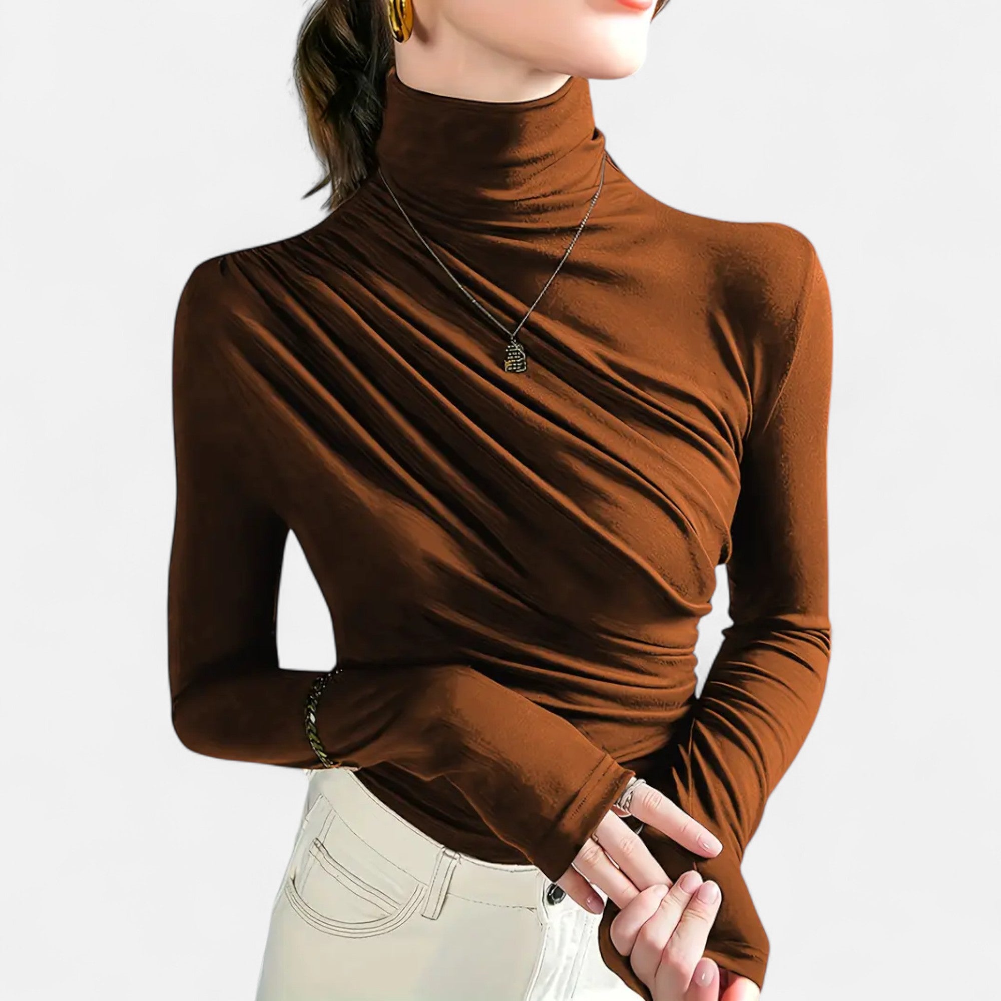 Eliaro Moda | Blusa Mujer Cuello Alto con Detalle Fruncido