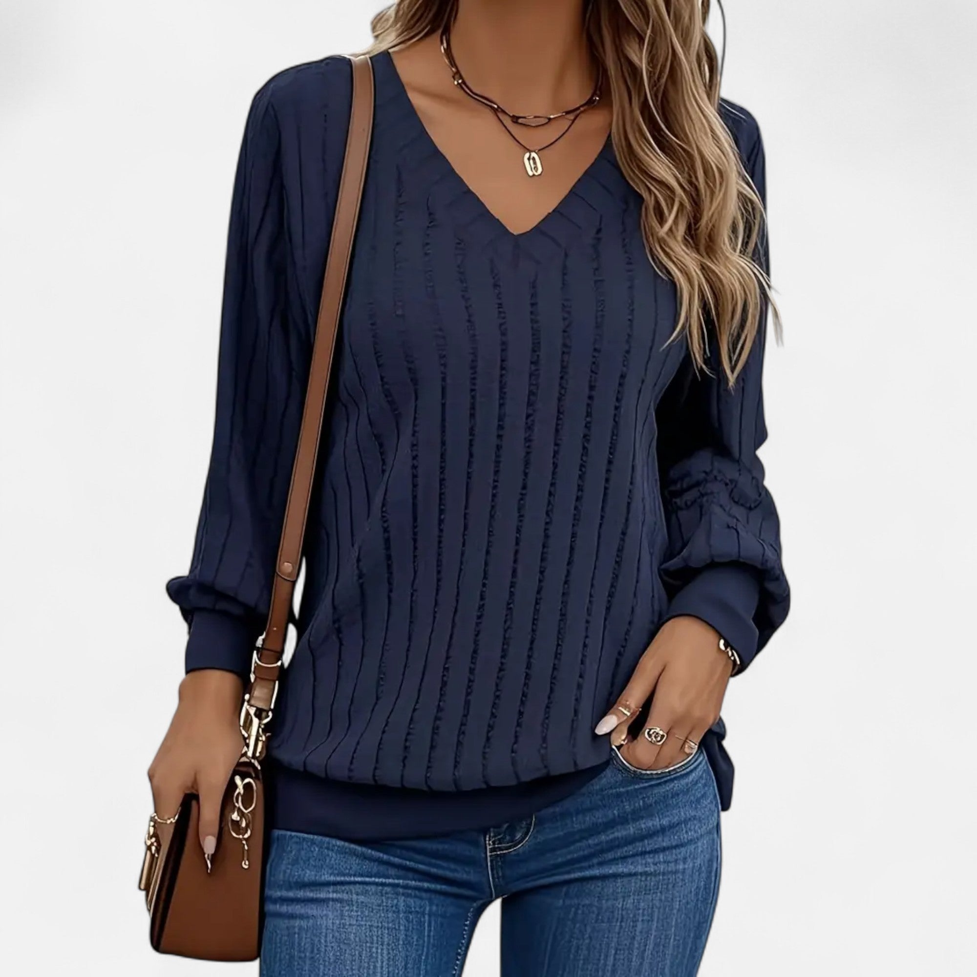Eliaro Moda | Jersey Mujer Cuello en V Acanalado
