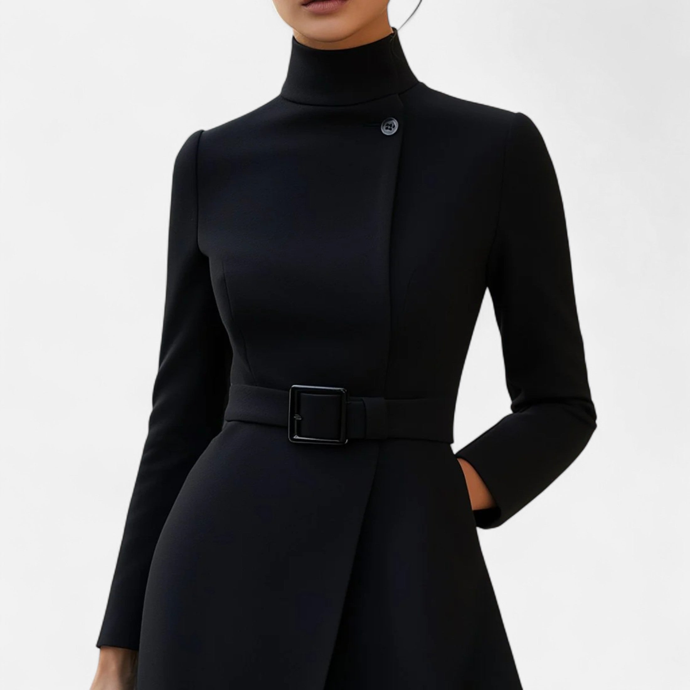 Eliaro Moda | Vestido Mujer Invierno Cuello Alto Asimétrico
