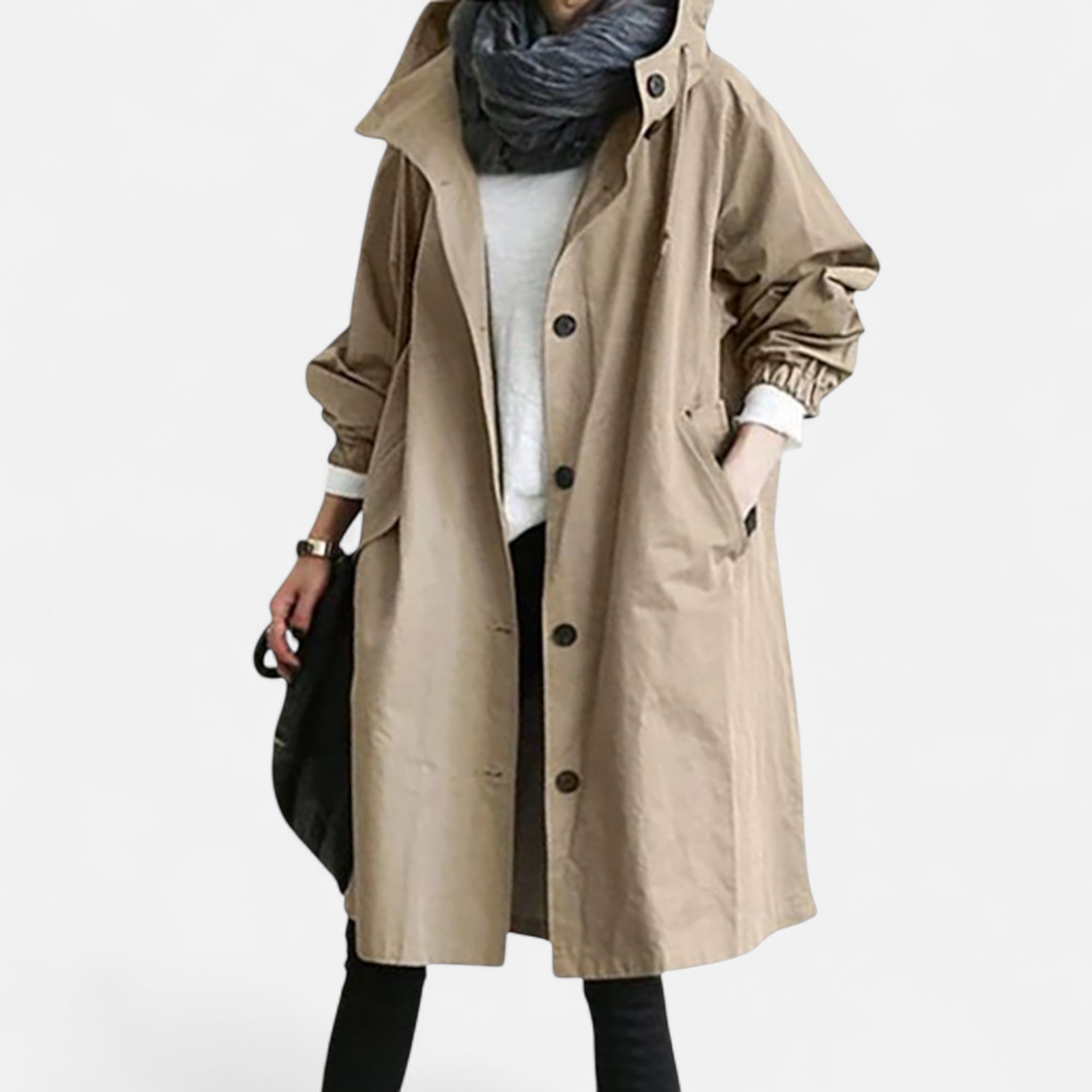 Eliaro Moda | Gabardina Mujer con Capucha Impermeable Atemporal