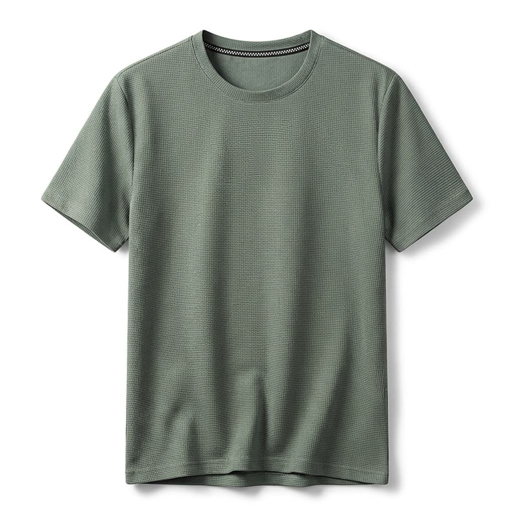 T-shirt de malha gofrada para homem — corte relaxado — estilo diário