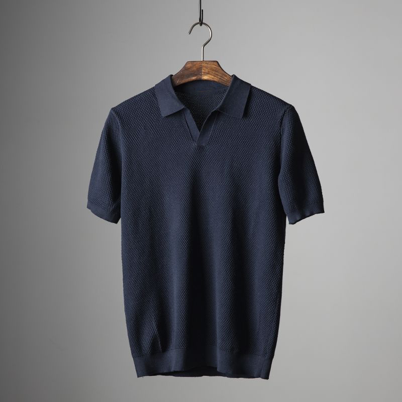 Polo para homem com textura de favo e manga curta — diário