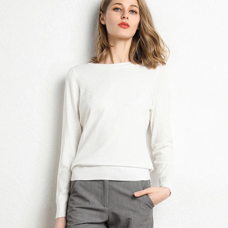 Pull en laine et cachemire pour femme col rond coupe ajustée