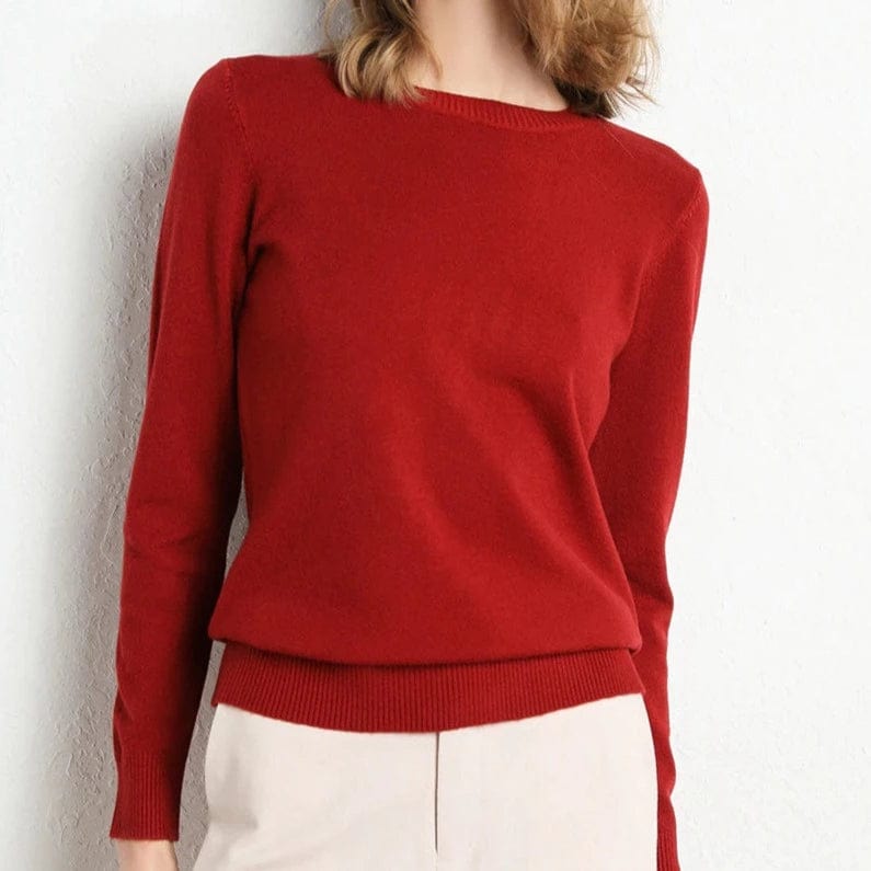 Pull en laine et cachemire pour femme col rond coupe ajustée