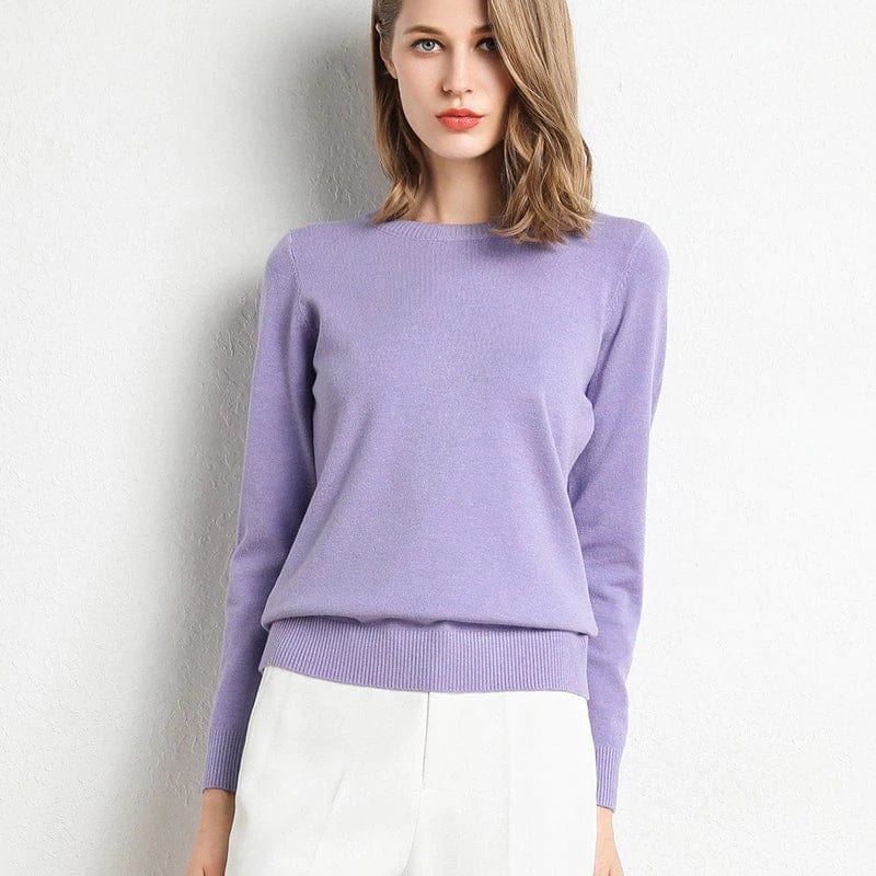 Pull en laine et cachemire pour femme col rond coupe ajustée