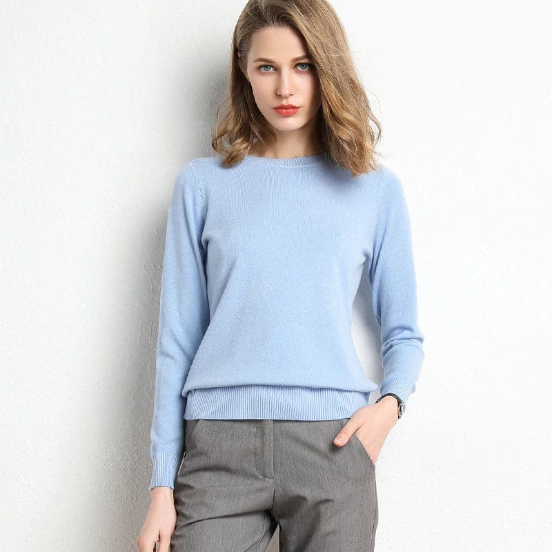 Pull en laine et cachemire pour femme col rond coupe ajustée