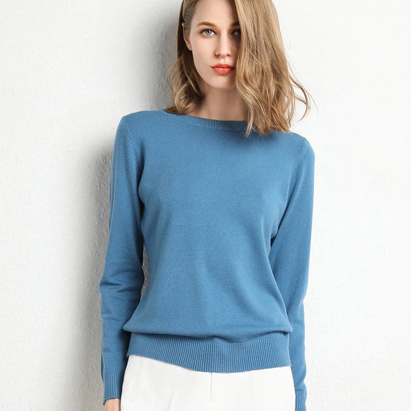 Pull en laine et cachemire pour femme col rond coupe ajustée