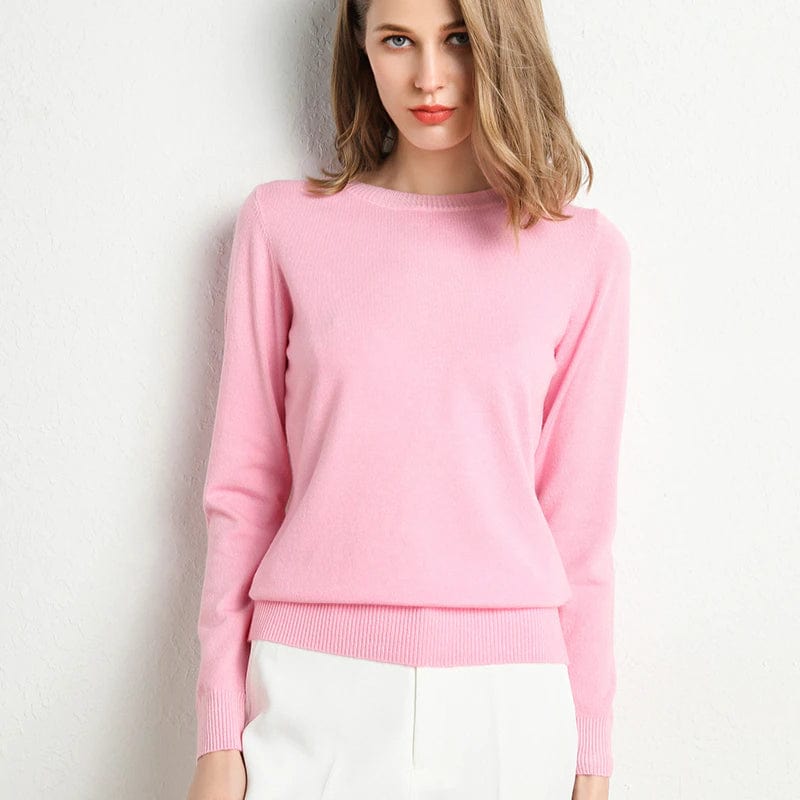 Pull en laine et cachemire pour femme col rond coupe ajustée