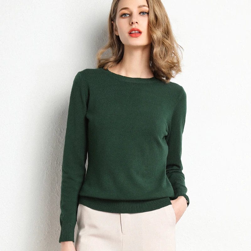 Pull en laine et cachemire pour femme col rond coupe ajustée