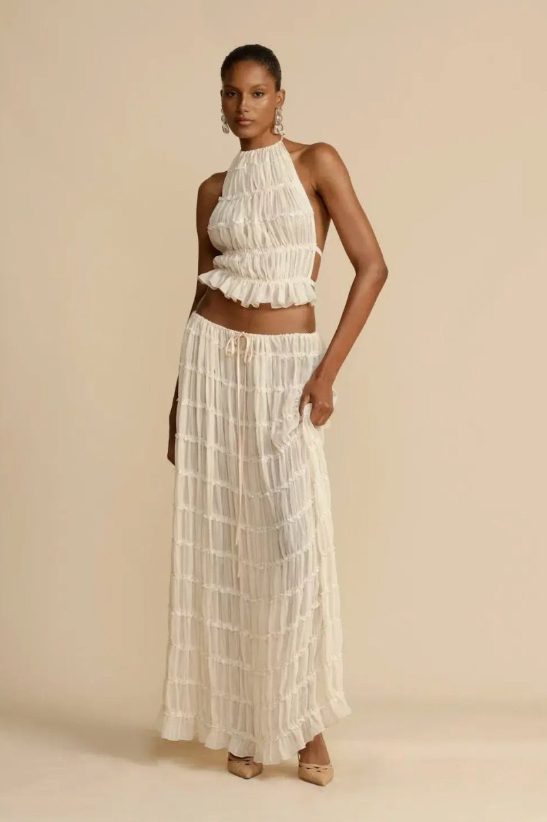 Dámská sada dvou kusů | top halter a midi sukně na pláž