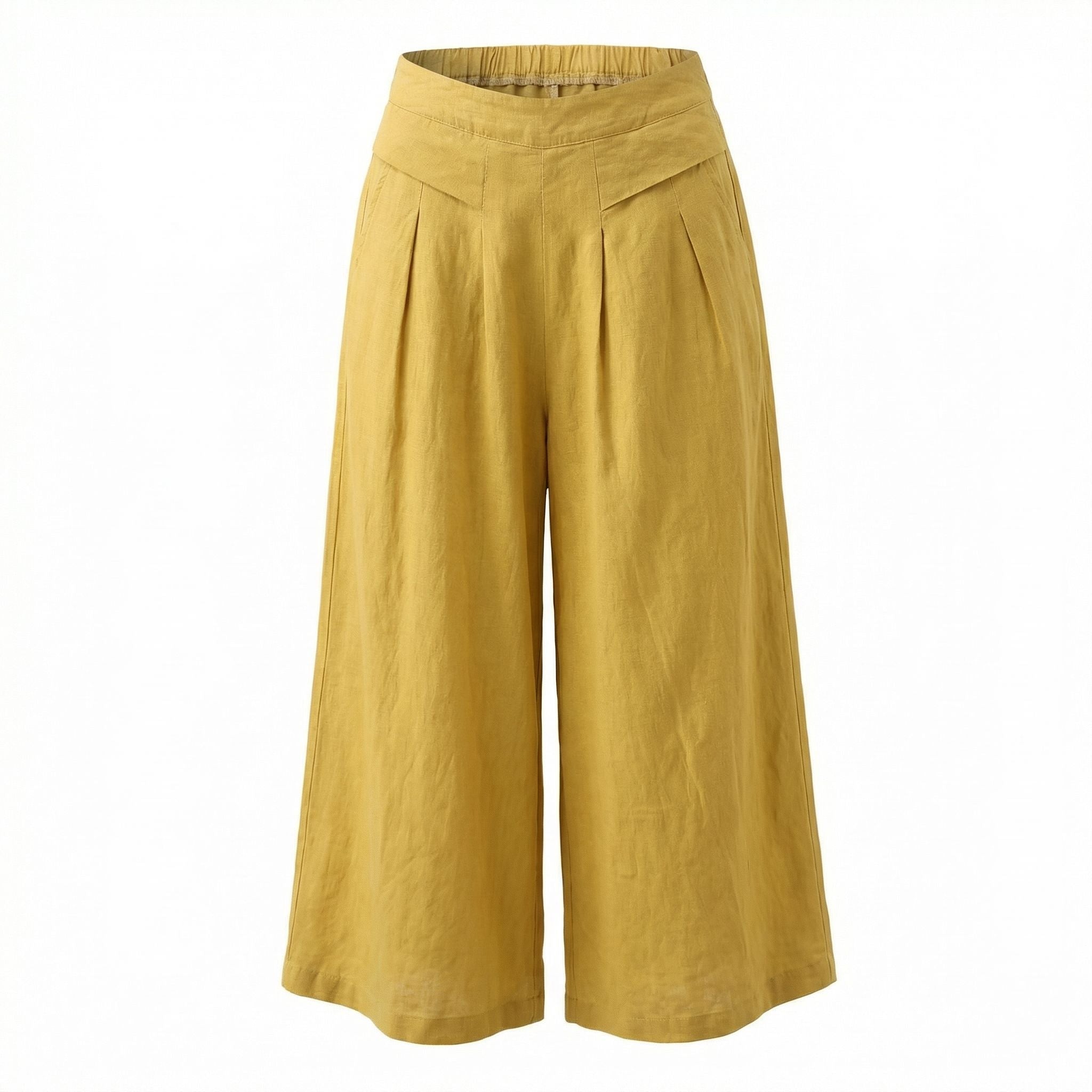 Pantalon Femme à Jambe Large avec Pinces Avant et Poches