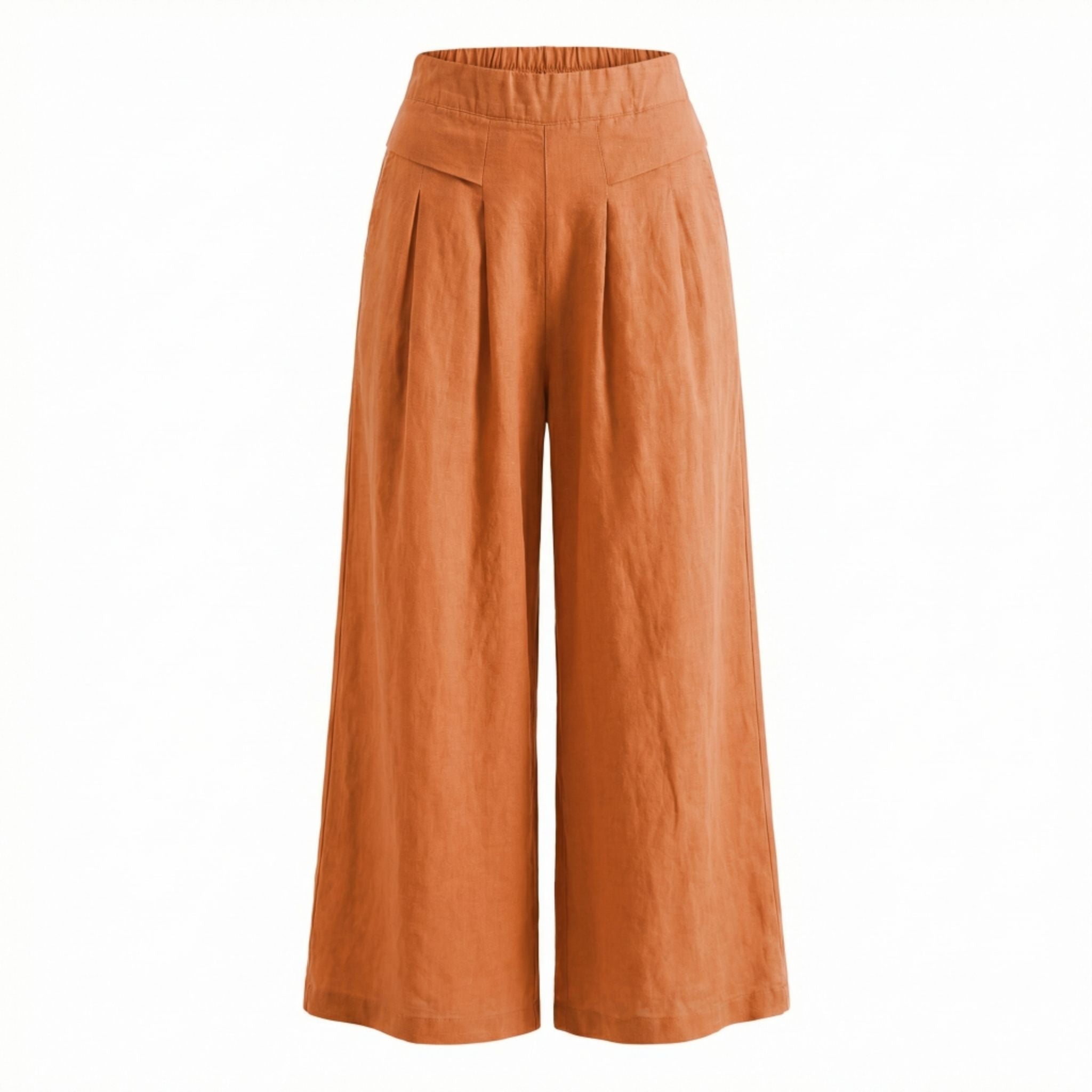 Pantalon Femme à Jambe Large avec Pinces Avant et Poches