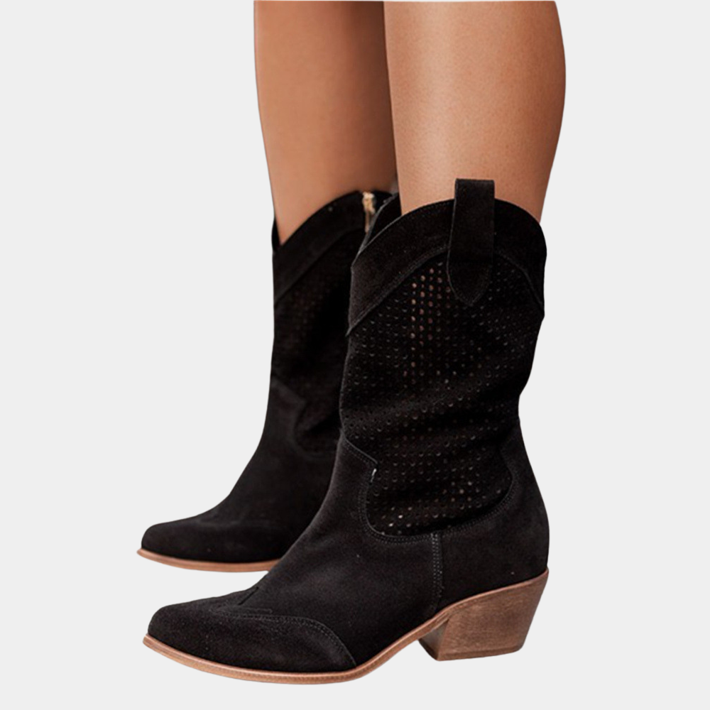 Bottes cowboy femme — cuir — perforées mi-hauteur — quotidien