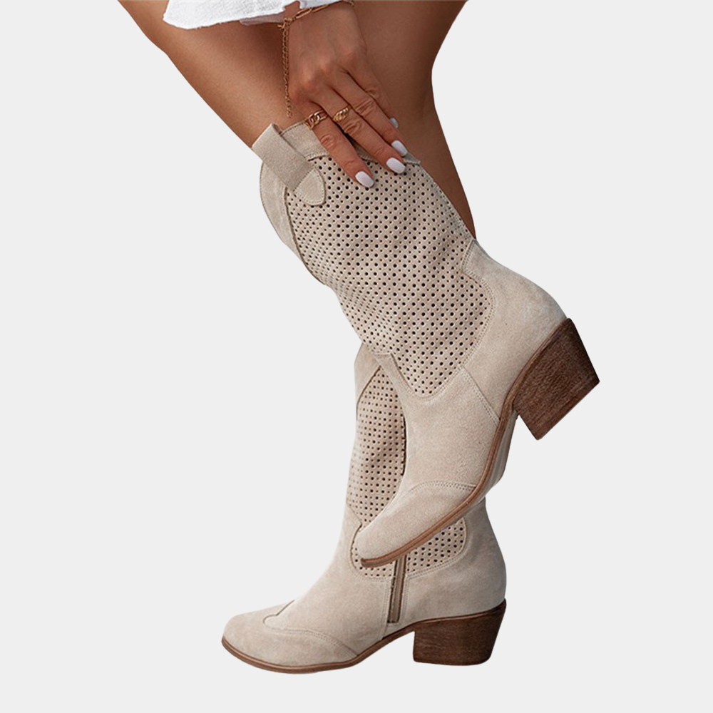 Bottes cowboy femme — cuir — perforées mi-hauteur — quotidien
