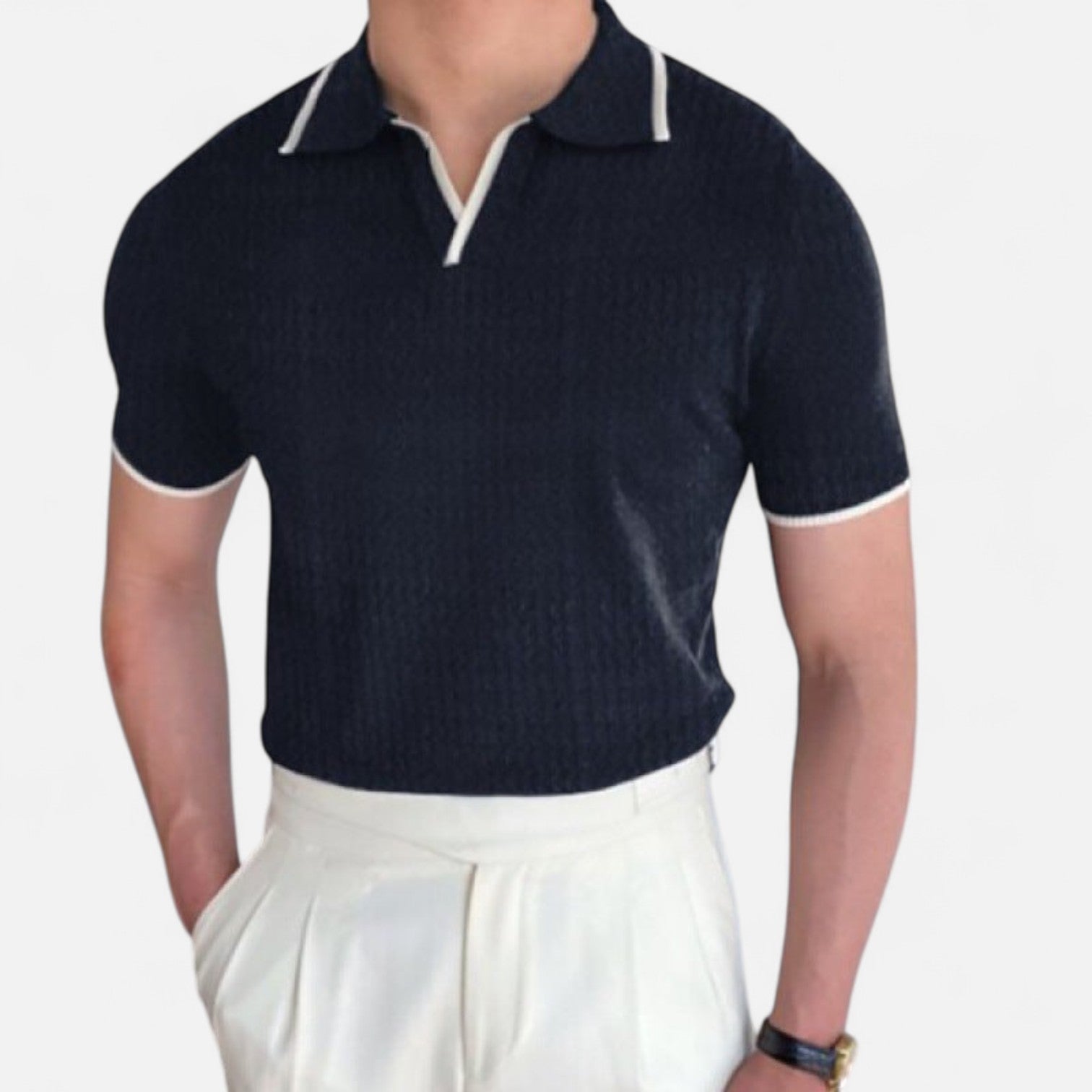 Eliaro Moda | Polo para Hombre con Cuello en V – Estilo Old Money, Distinción Atemporal