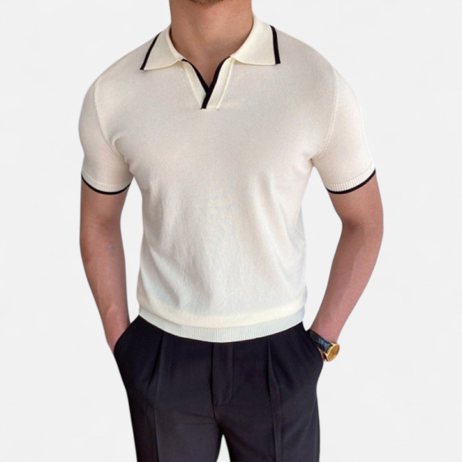Eliaro Moda | Polo para Hombre con Cuello en V – Estilo Old Money, Distinción Atemporal