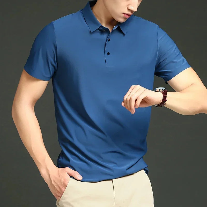 Pánské elastické polo s vysokým výkonem a rychlým schnutím — golf