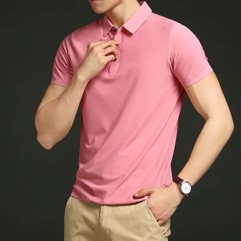 Pánské elastické polo s vysokým výkonem a rychlým schnutím — golf