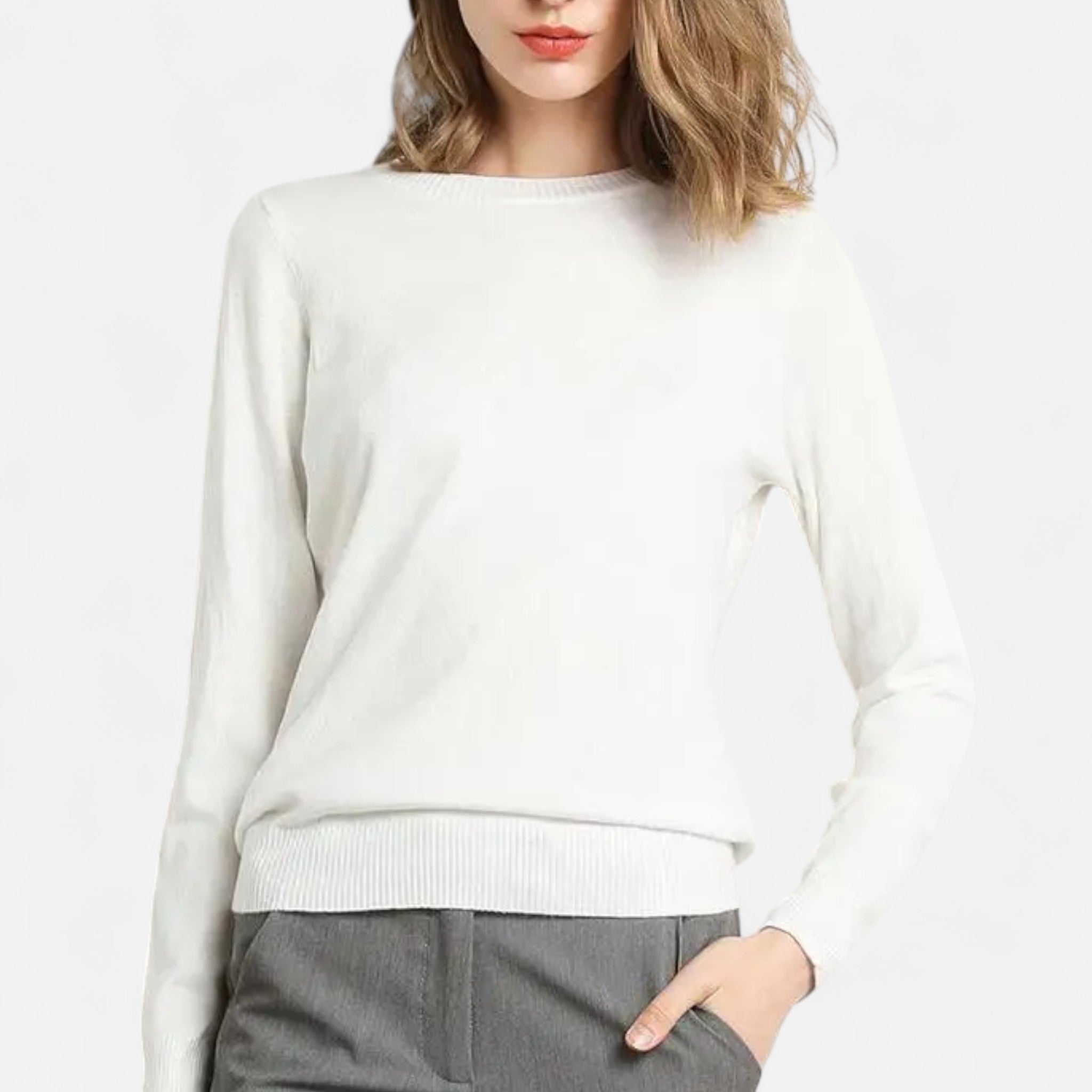 Eliaro Moda | Suéter Mujer Lana Merino Cuello Redondo Slim Fit