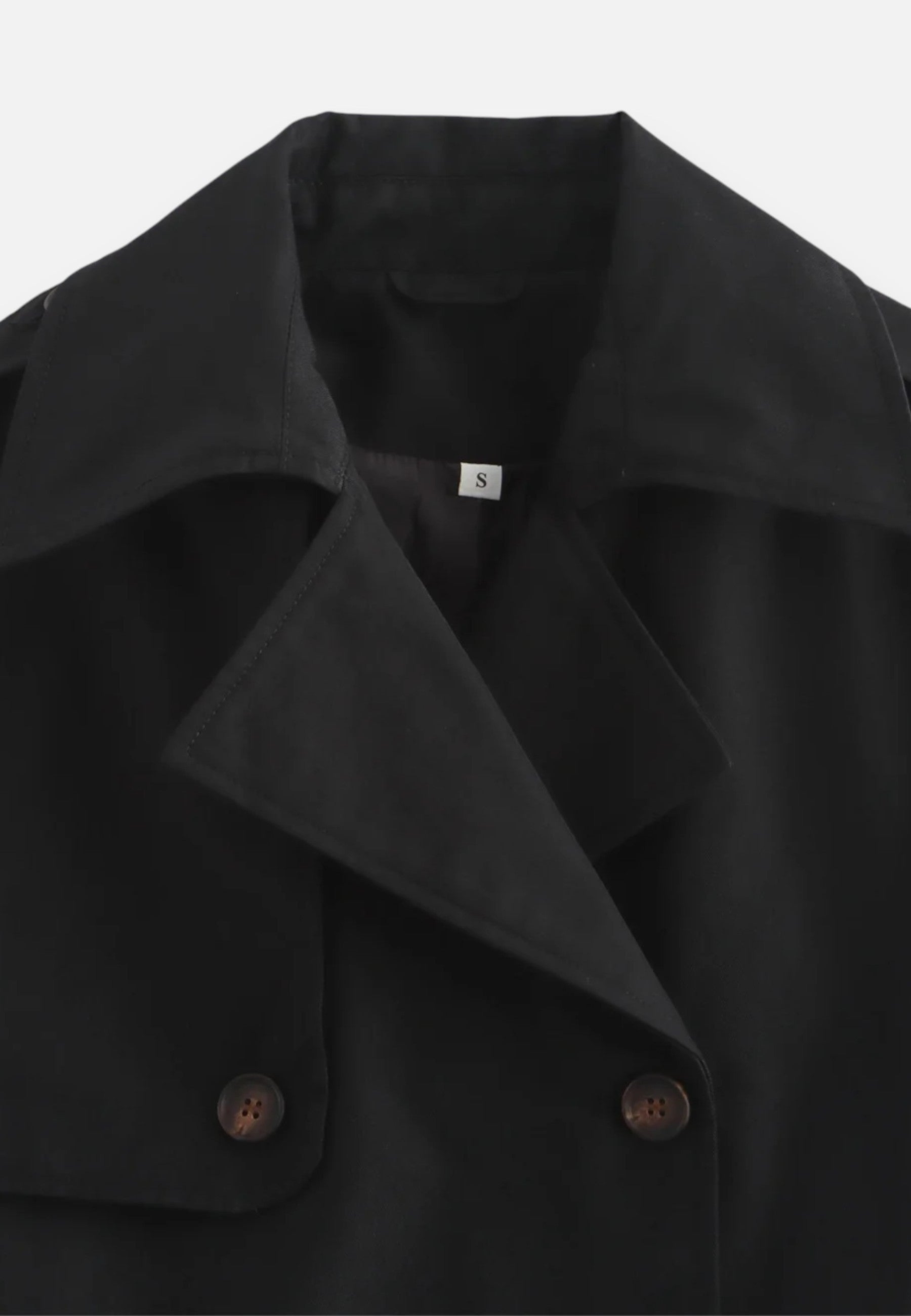 Krátká bunda z polyesteru s dvojitým zapínáním a klopovým límcem pro ženy